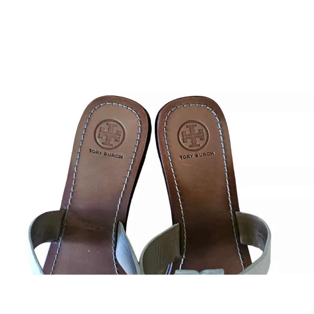 Tory Burch Tumbled Moore Logo Leather Thong City Flat Sandals - Picture 2 of 6